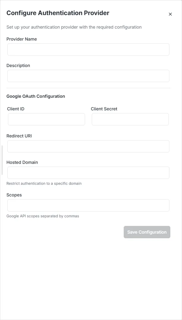 Authentication provider 4 configuration