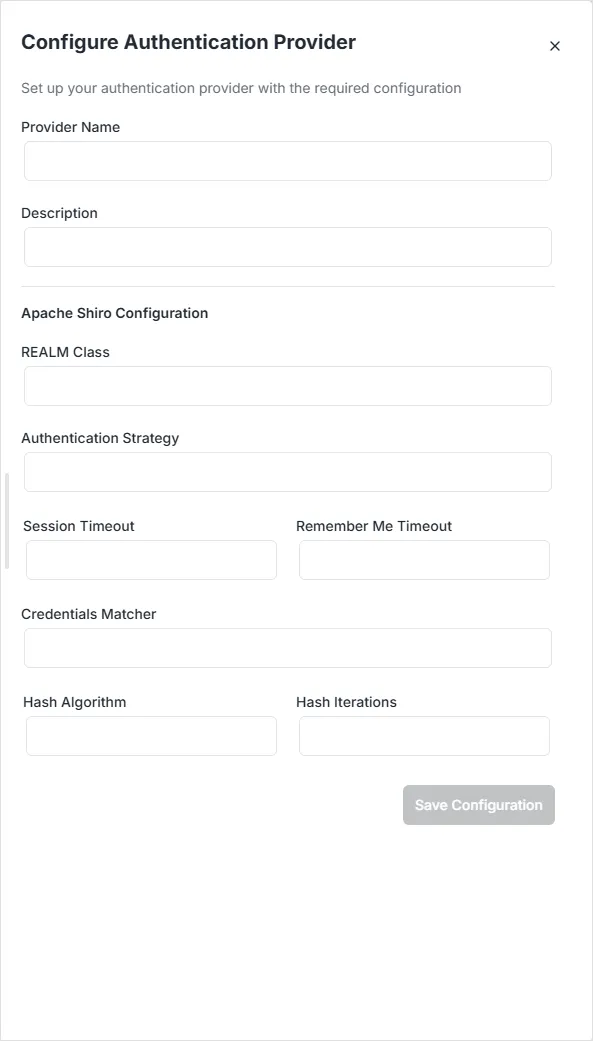 Authentication provider 5 configuration