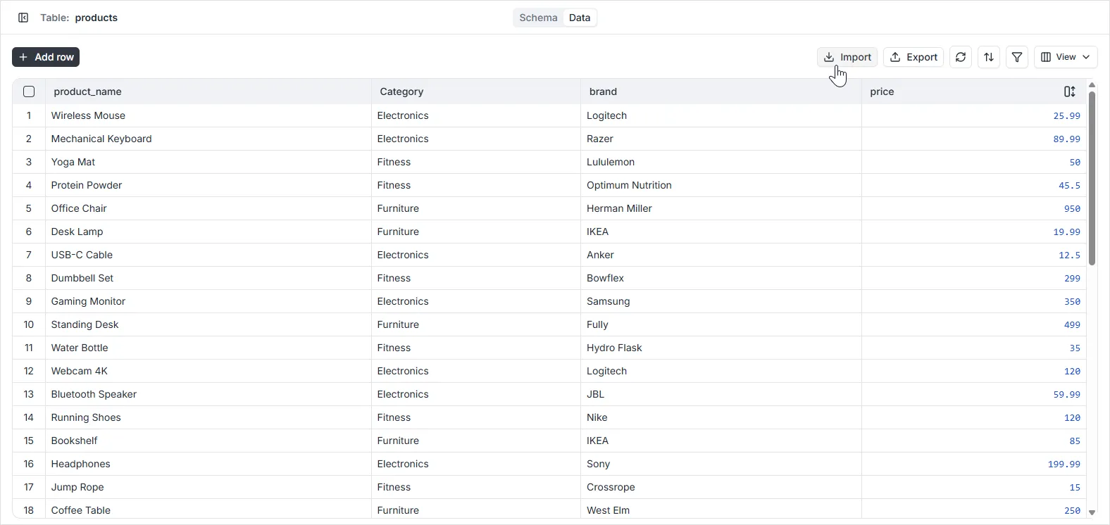 Upload file for import