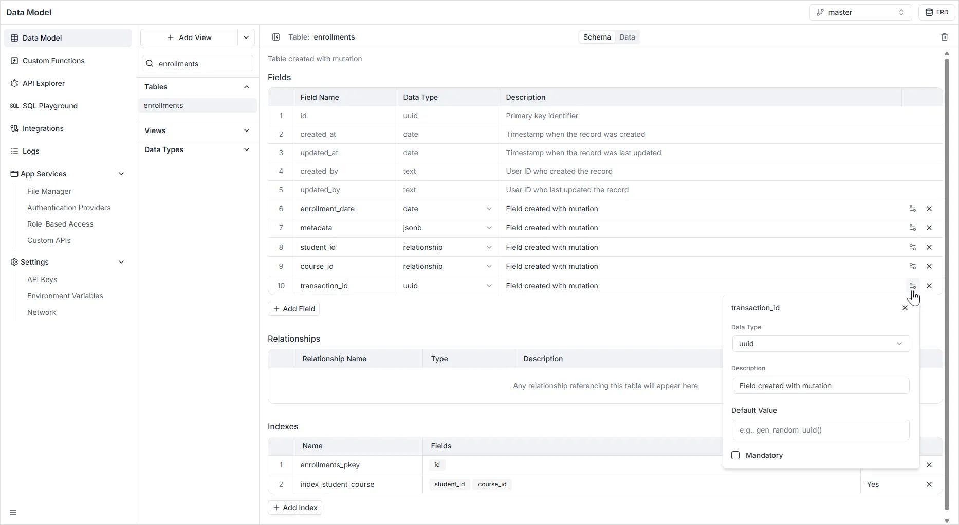 UUID field configuration