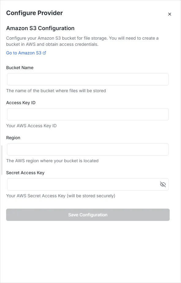 Amazon S3 configuration