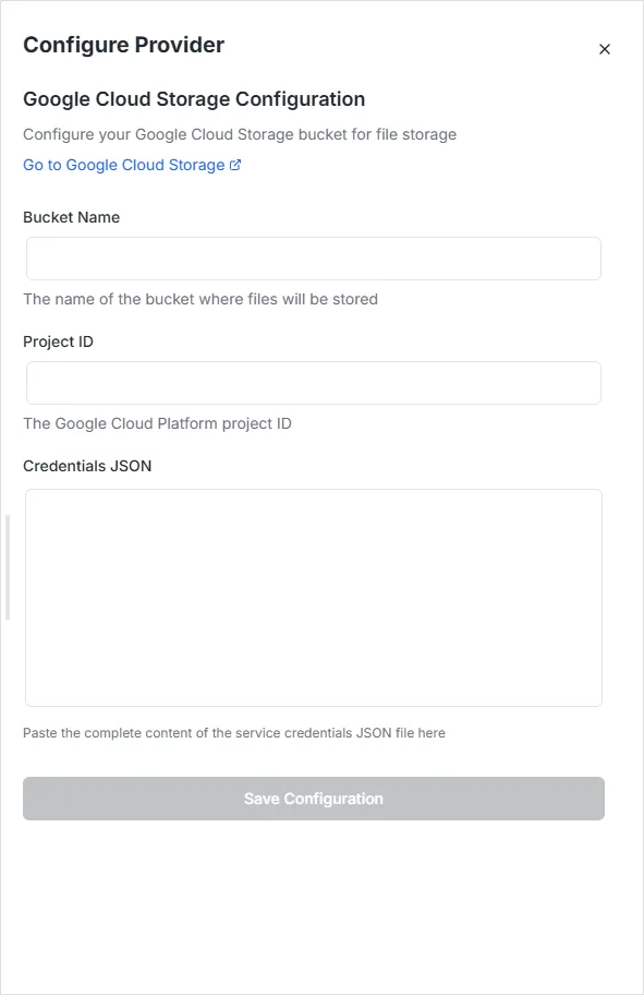 Google Cloud Storage configuration