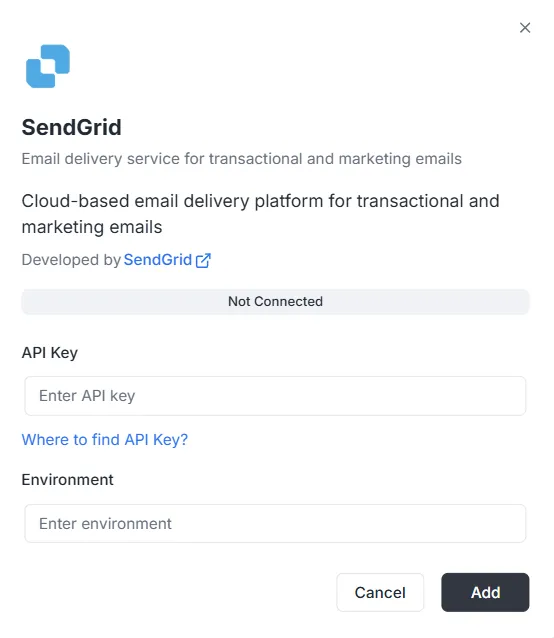 SendGrid integration configuration