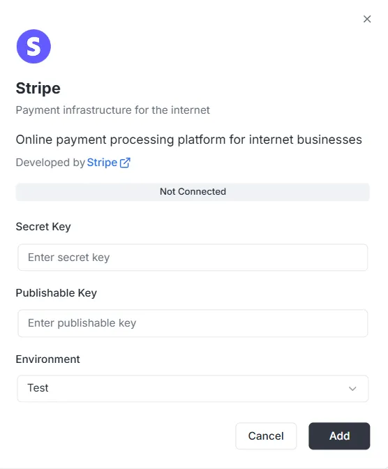 Stripe integration configuration